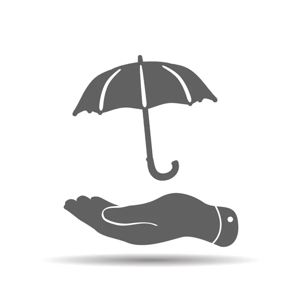 Mano plana con icono de paraguas — Vector de stock