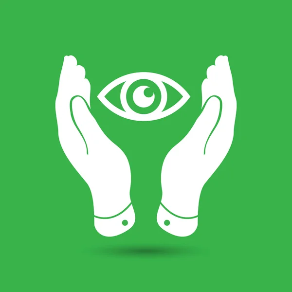 Dvě ruce se o ikony oka — Stockový vektor