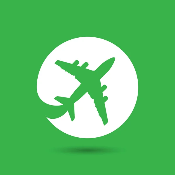 White flat airplane pictogram — Stock Vector