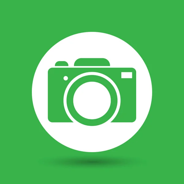 Green flat photo camera icon — Stock Vector