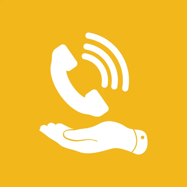 Vlakke hand weergegeven: witte telefoon — Stockvector