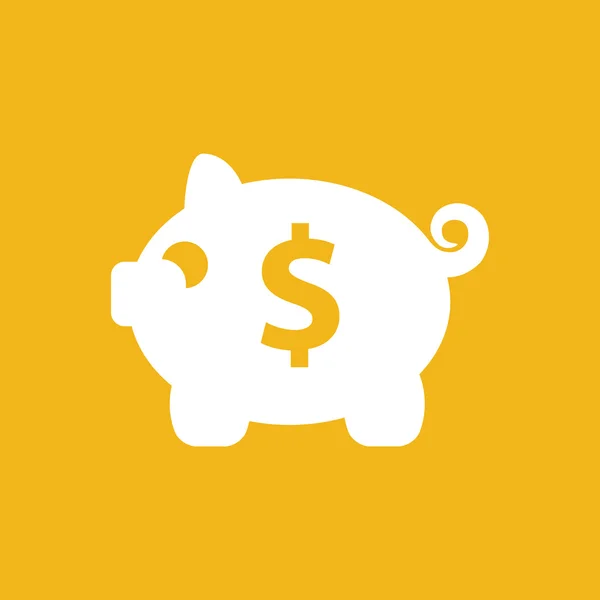 White piggy bank icon — Stock Vector