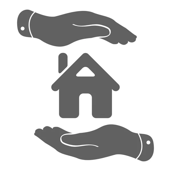 Caring hands icon protecting house vector illustration Stock Vector