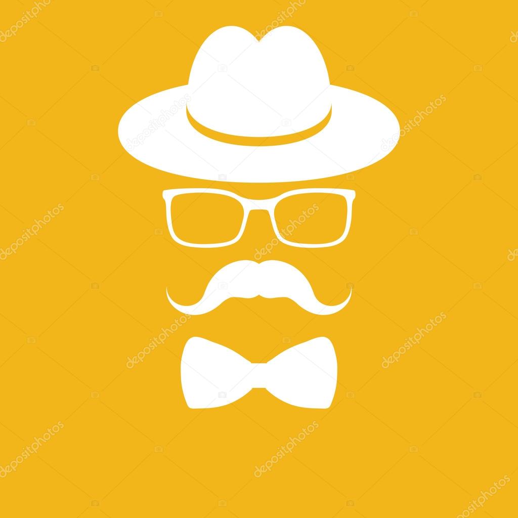 white hat with mustache