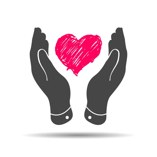 Heart in flat hands icon — Stock Vector