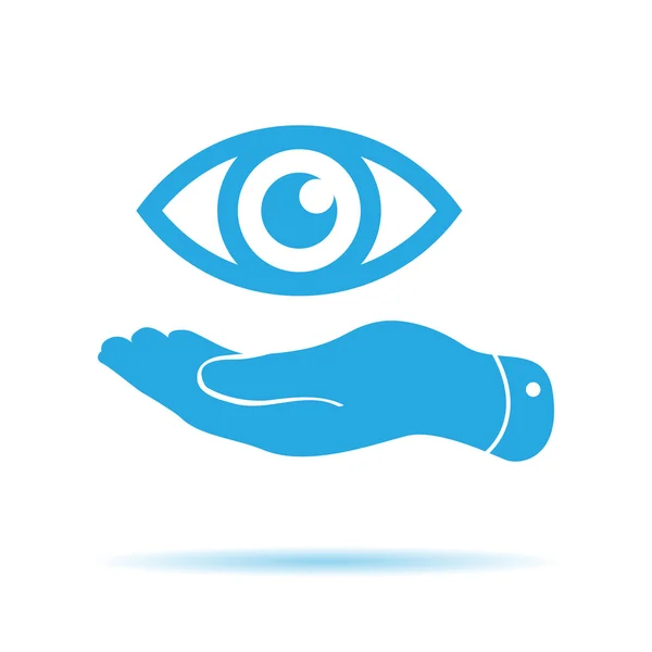 Flat hand represents the eye icon — Stock Vector