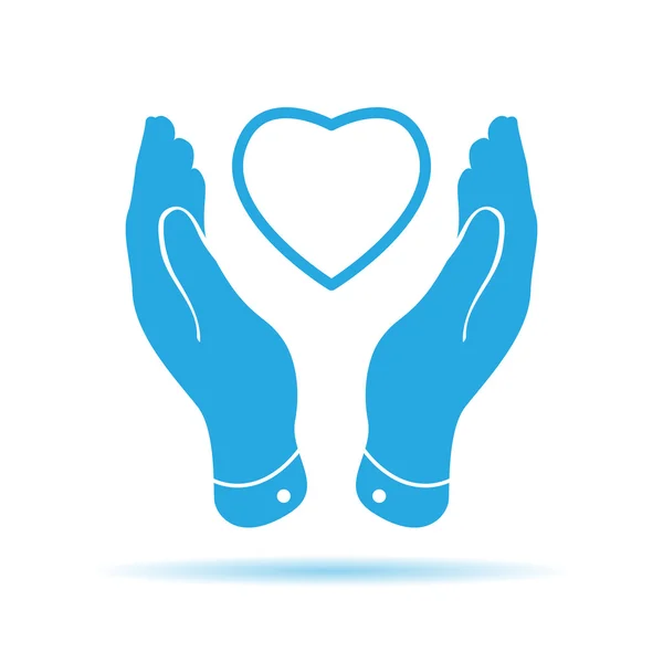 Two hands protecting heart icon — Stock Vector