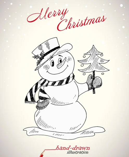 Snowman, christmas illustration — Stock Vector
