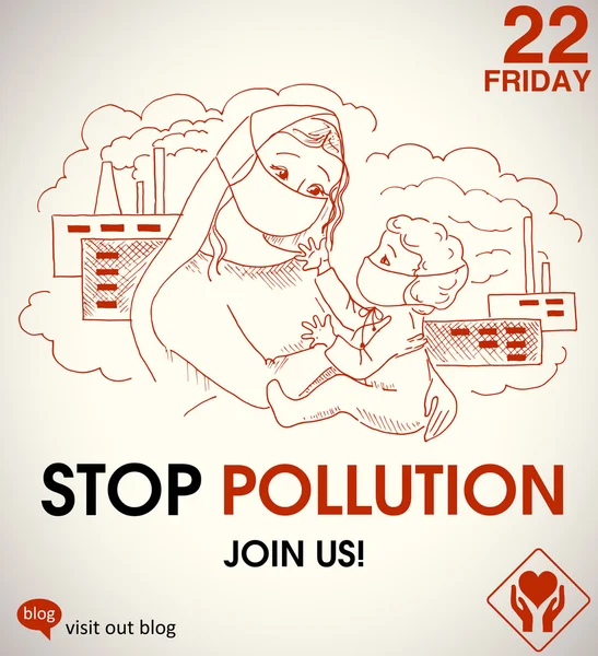 Stop pollution - environmental poster — Stock Vector