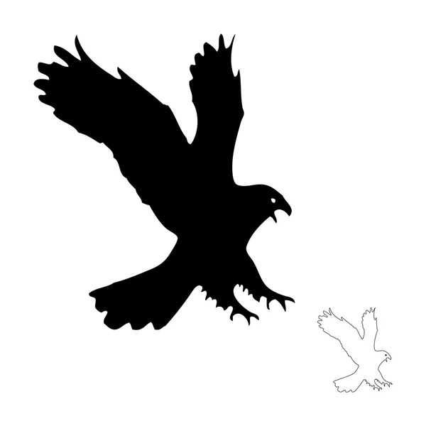 Zwarte en witte silhouet eagle — Stockvector