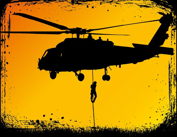 Opération de sauvetage en hélicoptère — Image vectorielle
