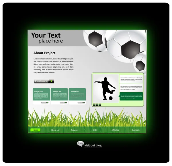 Sports web site design template — Stock Vector