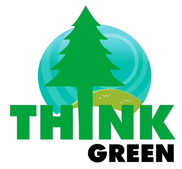 Pensare verde - segno ecologico — Vettoriale Stock