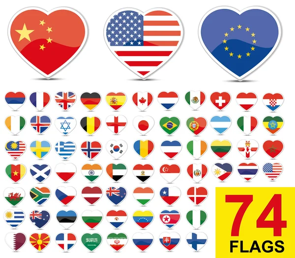 Heart flags set — Stock Vector