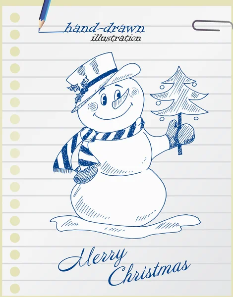 Bonhomme de neige, illustration de Noël — Image vectorielle