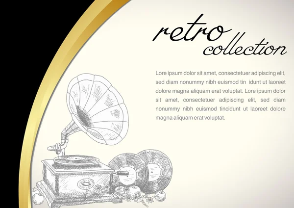 Gramófono vintage — Vector de stock
