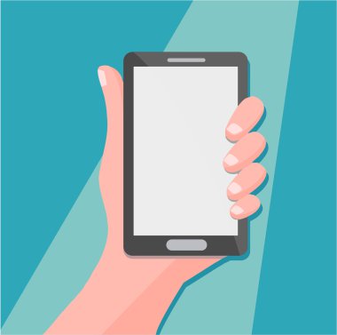 Akıllı telefonu tutan el.