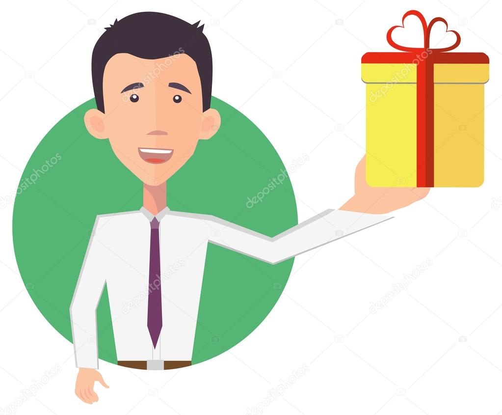 Businessman presenting a gift
