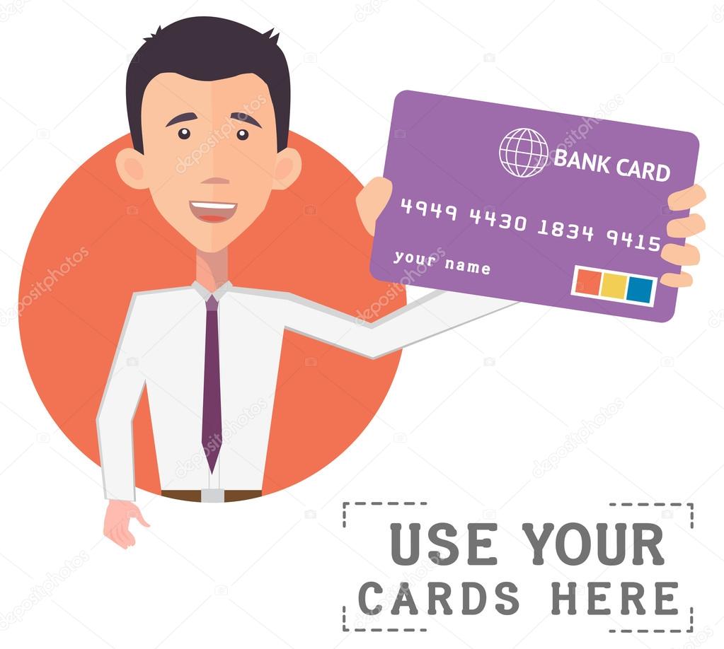 Businessman holding a bank card