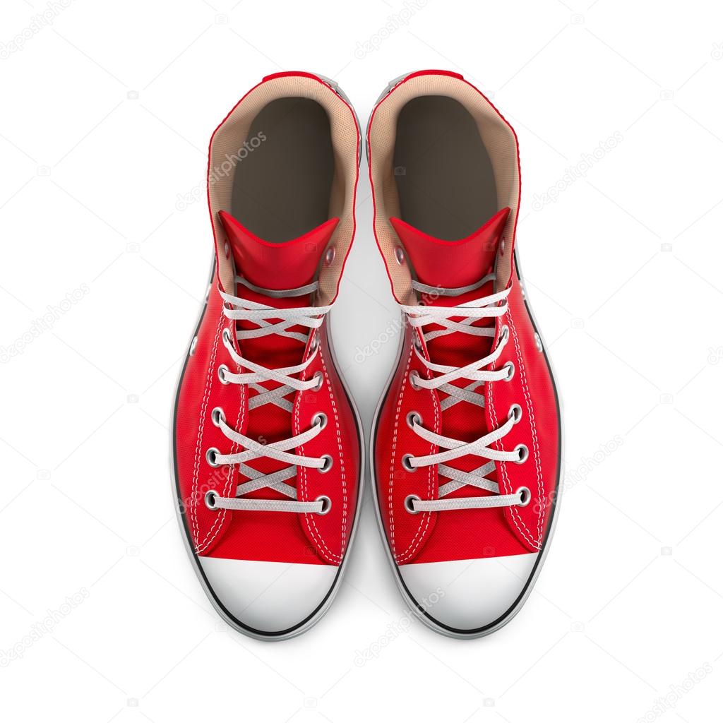 Red sneakers isolated on white background