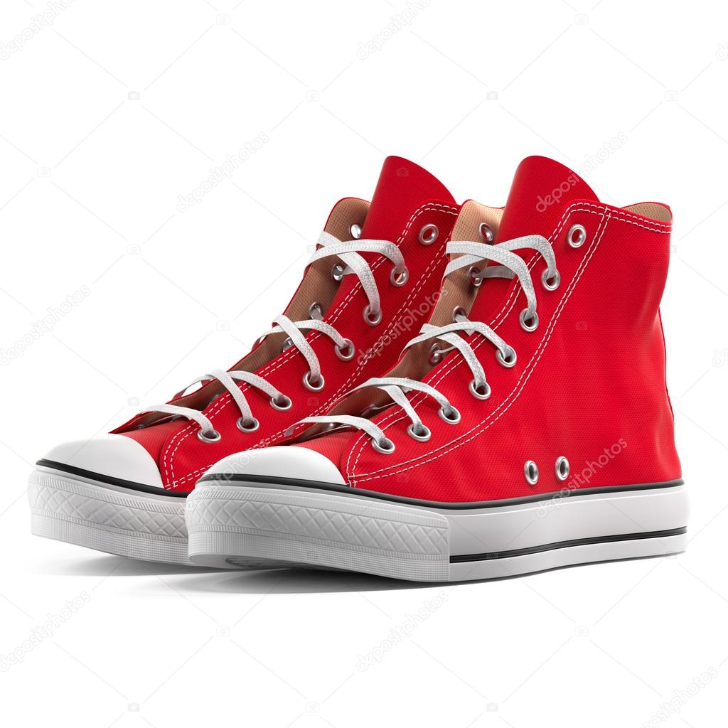 Red sneakers isolated on white background