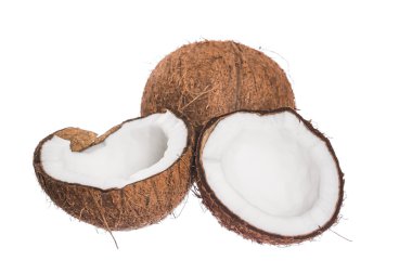 Beyaz arkaplanda hindistan cevizi