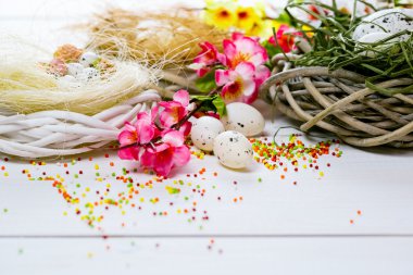 Paskalya yuva yumurta arka plan ile 