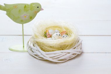 Paskalya kuş ve yuva yumurta ile