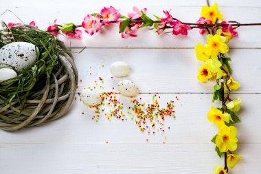 Paskalya yuva yumurta arka plan ile 