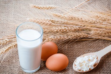 bardak süt, yumurta ve peynir