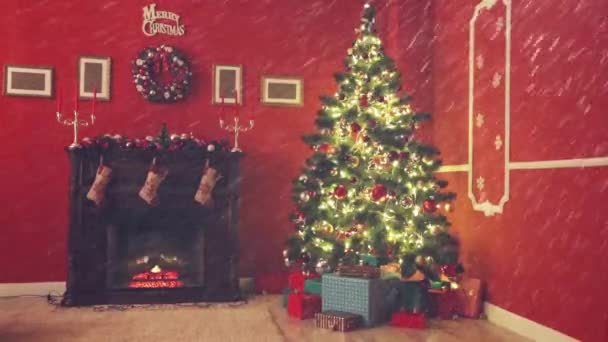 Habitación decorada para Navidad — Vídeo de stock