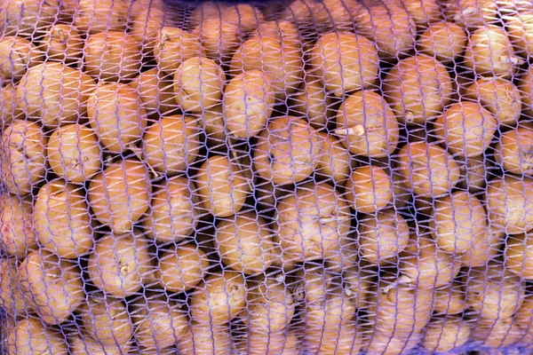 Ripe potatoes in sack — Stock Photo, Image