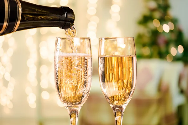 Two Christmas Champagne Glasses — Stock Photo, Image