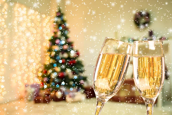 Two Christmas Champagne Glasses — Stock Photo, Image