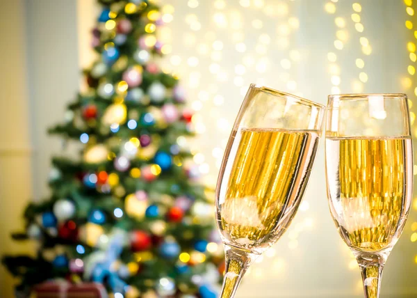 Deux verres de champagne de Noël — Photo