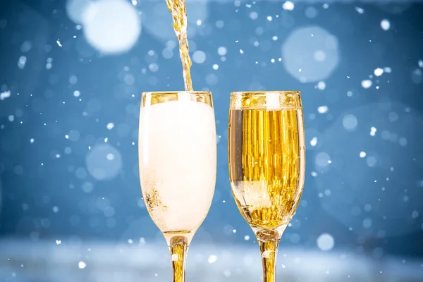 Two Christmas Champagne Glasses — Stock Photo, Image