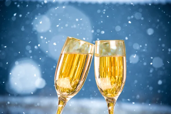 Two Christmas Champagne Glasses Stock Photo