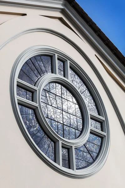 Round window with stained-glass window — Stock Photo, Image