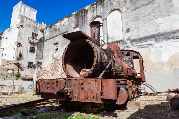 Locomotivas Vapor Velhas Fundo Parede — Fotografia de Stock