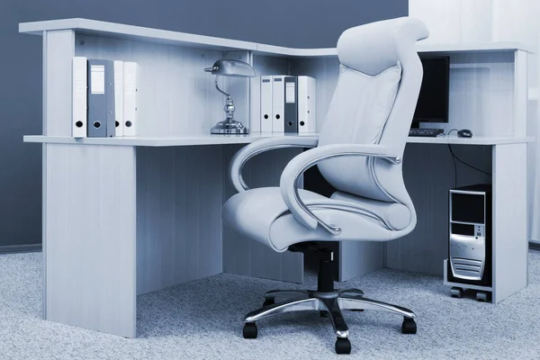 White Leather Armchair Modern Office — Stock Photo, Image