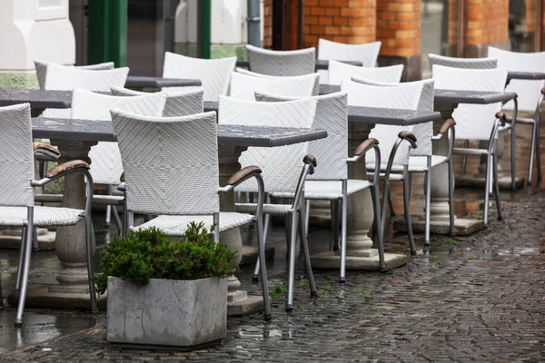 Caffè Strada Vuota Sotto Pioggia — Foto Stock