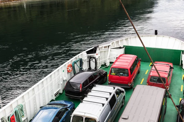 Ferry Que Transporta Carros Fjord Noruega — Fotografia de Stock