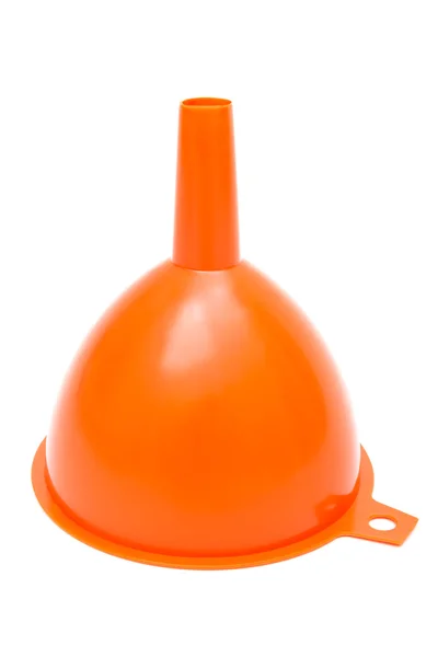 Orange plastic funnel — Stock Photo, Image