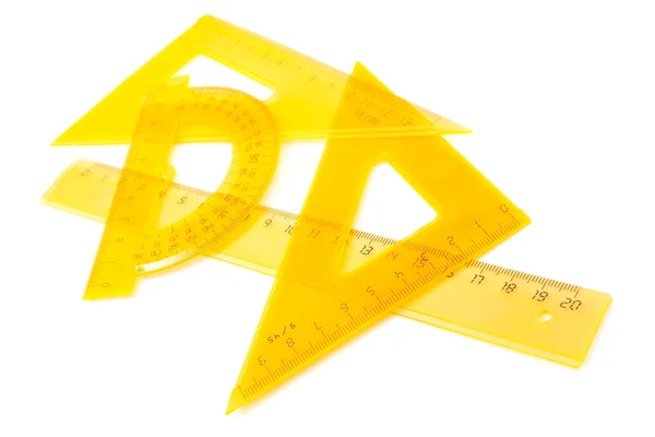 Žlutá sada měřicích nástrojů — Stock fotografie