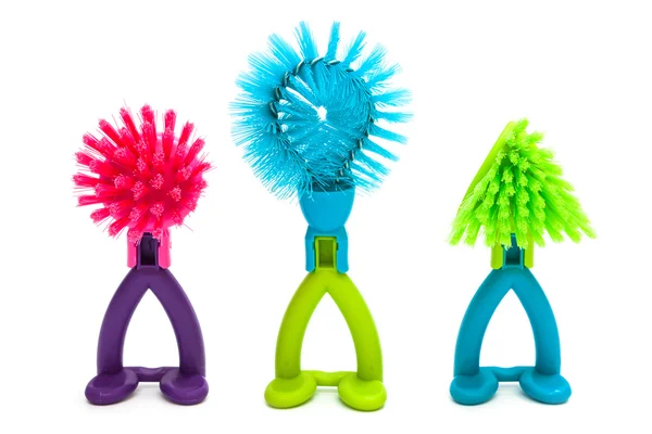 Bright dishwashing brushes — Stock Photo, Image