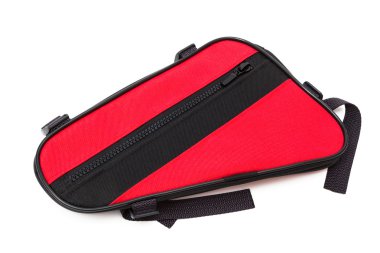 Kırmızı ve siyah bisiklet çanta