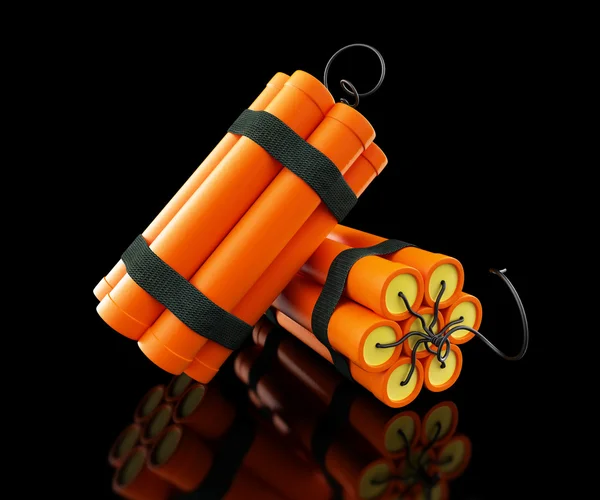 Dynamite on a black background — Stock Photo, Image