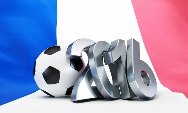 France football 2016, vlajka Francie. 3D ilustrace na bílém pozadí — Stock fotografie