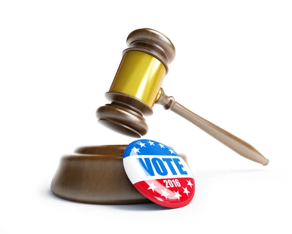 Ley martillo voto insignia electoral botón para 2016 — Foto de Stock