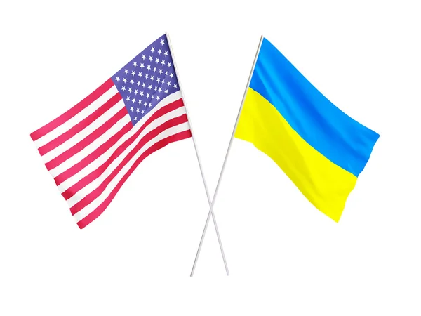 Banderas de EE.UU. y Ucrania Amistad — Foto de Stock